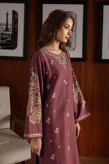 Mauve 2pcs - Embroidered Cotton - Lawn Dress