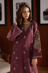 Mauve 2pcs - Embroidered Cotton - Lawn Dress