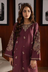 Mauve 2pcs - Embroidered Cotton - Lawn Dress