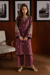 Mauve 2pcs - Embroidered Cotton - Lawn Dress
