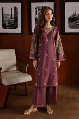 Mauve 2pcs - Embroidered Cotton - Lawn Dress