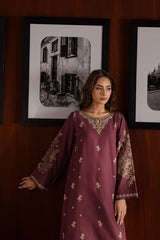 Mauve 2pcs - Embroidered Cotton - Lawn Dress