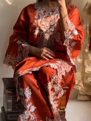 Cyan Embroidered 2pcs