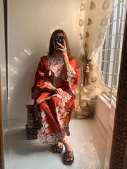 Cyan Embroidered 2pcs