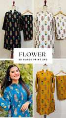 Flower Block Printed 2pcs