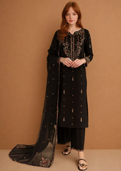 Parsa Embroidered - 3 Pieces - Black