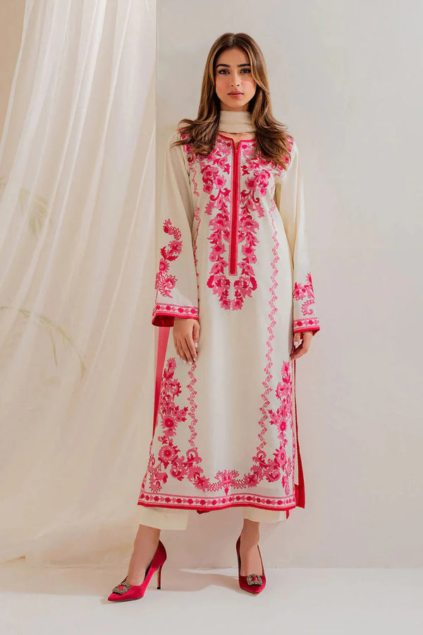 Raya Embroidered 3pc With Long shirt