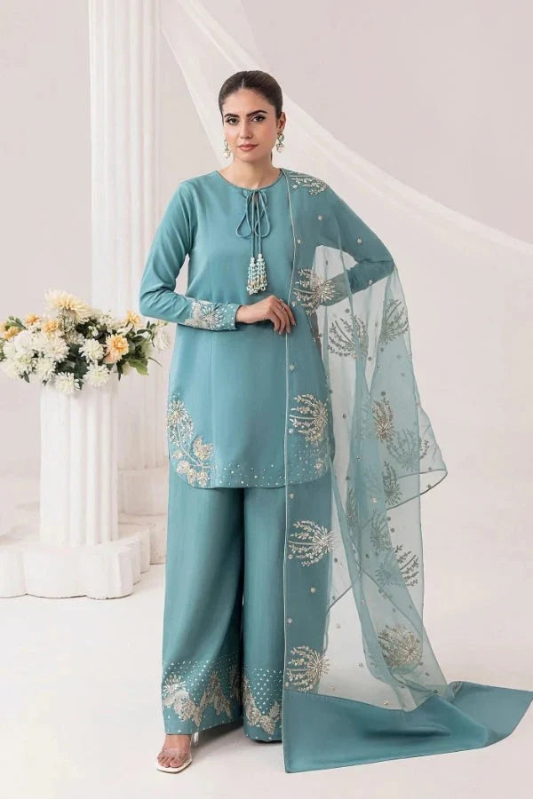 Embrose Embroidered 3pc With Farshi Shalwar